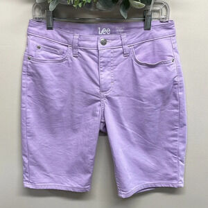 Lee Regular Fit Bermuda Mid Rise Stretch Denim Shorts Lavender Pansy Purple 6